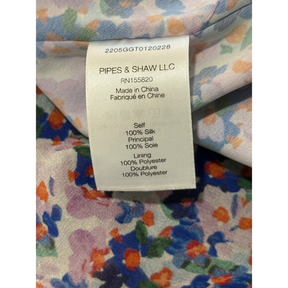 Veronica Beard Floral Silk Leia Dress Halter Asymmetrical Pink Blue Women Size 4 - Picture 7 of 12